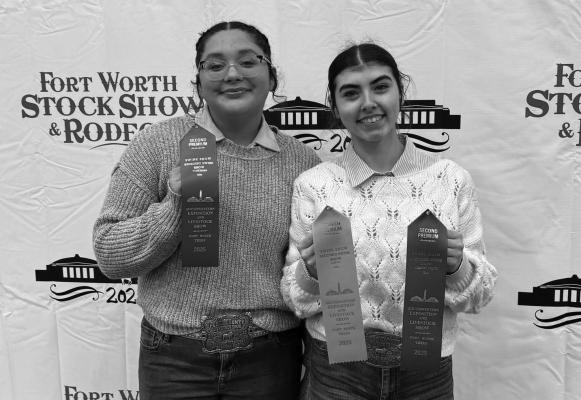 Lorena Castillo and Carla Vazquez stand with their awards from the State-wide event of the Fort Worth Stock Show. Courtesy Photo