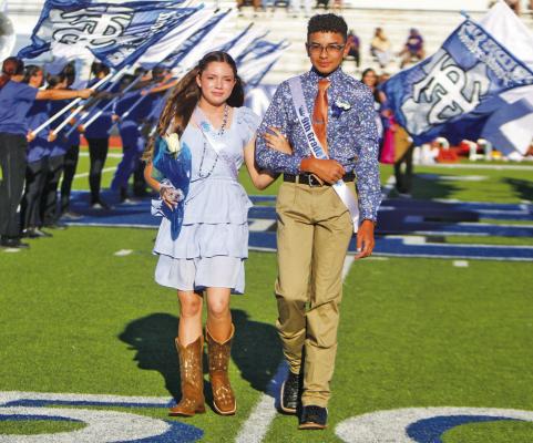 The Fort Stockton High School homecoming candidates and homecoming court made their walk in front of fans at Panthers Stadium before Friday’s contest against Crane. Jacinda Gonzalez and Cruz Rojas were named homecoming king and queen. Isaiah Velasquez and Audery Mendoza were the junior duke and duchess. Kyle Sellers and Lilianna Bislar were the sophomore duke and duchess. Alonso Urias and Victoria Maldonado were the freshman duke and duchess. Photos by Nathan Heuer