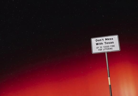Taken in Sanderson, Texas, the northern lights were spotted in Texas on Tuesday night. These lights are present during periods of active space weather. And a coronal mass ejection, where the sun ejects magnetic fields and pieces of its corona, caused an especially strong geomagnetic storm on Tuesday night. Photo by Keirstin Pratt