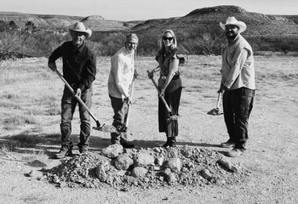 On Monday, February 9, Richard and Margaret Lonquist, pictured here with friends and staff, officially kicked off construction for the Tall Texan Distillery’s new tasting room in Sanderson. Photos by Keirstin Pratt
