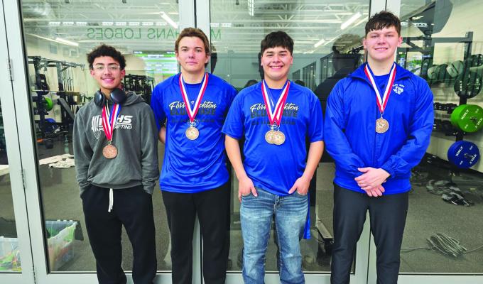 Pictured here are Alexandro Montoya, Camiren Sexton, Daniel Perez, and Andrew Black - 200 Free Relay - 3rd place. Courtesy Photo
