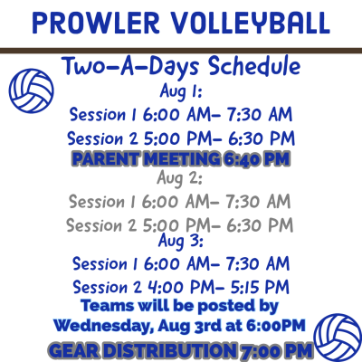 Two-A-Days Schedule