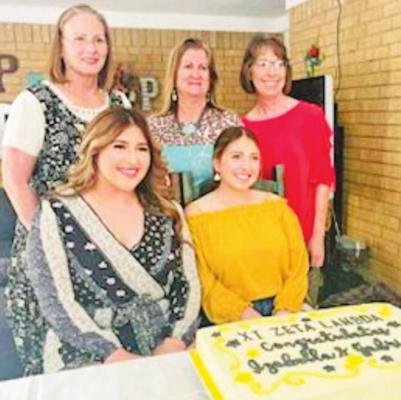 Pictured from left to right top row: Scholarship Committee Members Debra Ezell, Vivian Hickman (committee chairman) &amp; Delores Luera. Second Row: Bella Diaz and Gabriella Galindo