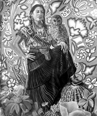 “Ni Una Mas,” Citlali Delgado. Oil, acrylic and spray paint on canvas. 5×7 ft.