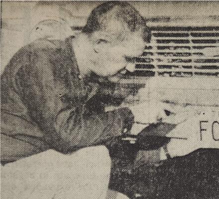 William C. (Bill) Wilson, Fort Stockton photographer, attaches a set of the “one-of-a-kind” license tags to his car. Special tags requiring not more than five letters may be ordered for $10.00, plus the regular registration fee from the county tax collector’s office. SEPT. 30, 1965