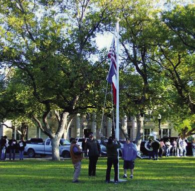 Last year, Zero Stone Park hosted the Veterans Day celebration and saw the unveiling of the newly installed Alamo Letter Plaque. Photo by Kerry Waldrip