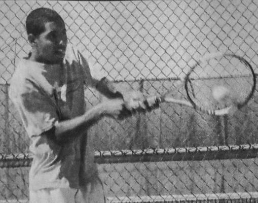 April 2009: REGIONAL TENNIS - Fort Stockton Senior Joe Daniel Granado hits a return during practice at Fort Stockton High School. Granado will play in the Region 1-3A boys’ singles tournament in Lubbock. Photos are from the Fort Stockton Pioneer archives at the Pioneer’s office located at 210 N. Nelson St.
