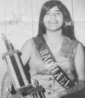 August 1971: SONICS SWEETHEART – Rachael Gomez, daughter of Mrs. Sara Gomez of Fort Stockton, was crowned Sweetheart of the Sonics semip rofessional baseball team at a dance held at the Pecos County Exhibition Building. The crowning was the climax to the Sonics Festival.
