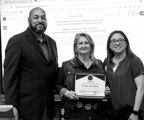 Apache’s Teacher of the Quarter is Vivian Hickman. Her leadership praised her for, “becoming a beloved figure in her classroom, known for her dependability and loving and warm nature.”