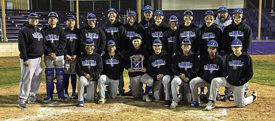 The junior varsity Blue Panthers put an exclamation point on their tourney title run at the Crockett Classic on Feb. 24 with a 16-0 run-rule victory over Junction in the championship game in Ozona. Josiah Trejo threw a complete game gem in the victory. The Panthers hosted Denver City in their home opener on Feb. 28. Courtesy Photo