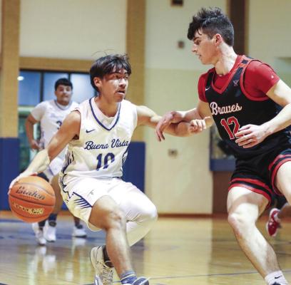 Buena Vista’s Jadyn Huertas (10) avoids Iraan’s Cole Bowman, Tuesday in Imperial. Photo by Shawn Yorks