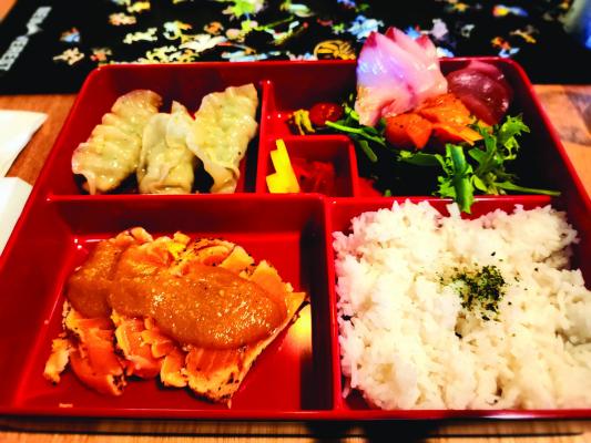 Lemon miso salmon bento box