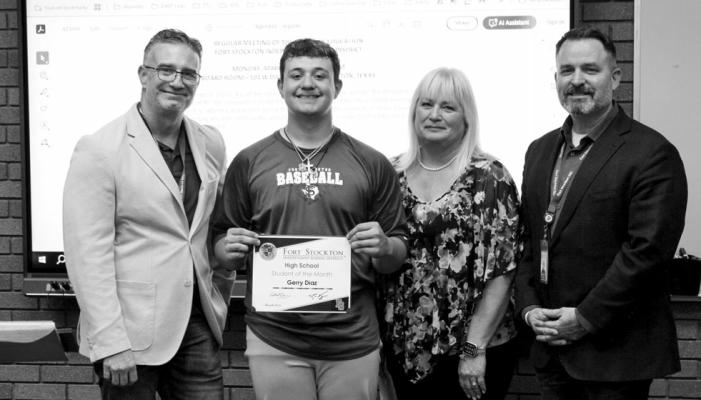 Fort Stockton Highschool’s Student of the Month is Gerry Diaz. “Gerry was selected as our student of the month because underneath the exterior of ‘tough as nails’ student athlete, he has a heart of gold,” shared high school leadership.