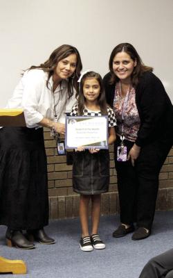 Kamilah Palomino, pictured here with Silvia Bernal, was named student of the Month for September for Alamo Elementary.