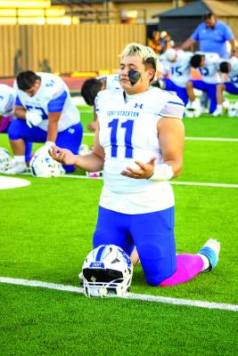 Thankful — Quarterback Gerry Diaz threw for 108 yards, completing 14 of 29 attempts during Friday’s game against Seminole. Courtesy Photo