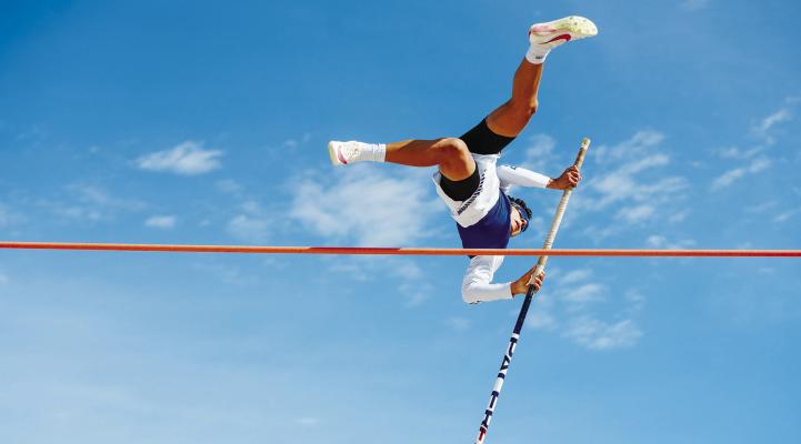 Jason Sotelo easily clears the bar during the pole vault competition at last week’s District track meet. The Panther pole vaulter placed third to advance to the Area competition today in Andrews. Photo by Aaron Owens