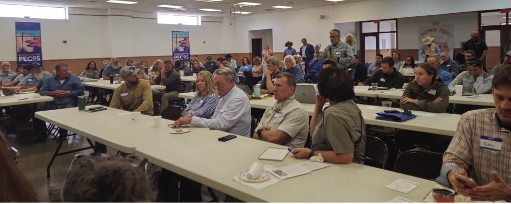More than 50 residents, ranchers, elected officials and industry representatives gathered at the Iraan Civic Center Oct. 2 for a public forum examining the potential treatment and reuse of produced water in the Pecos River Basin.