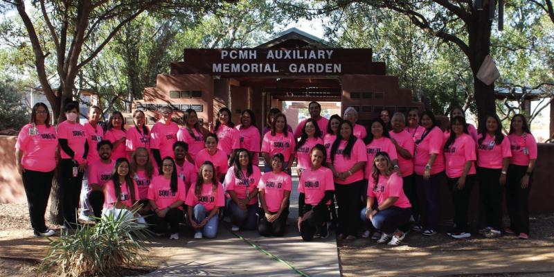 On Saturday, Pecos County Memorial Hospital held their health fair for the community, to provide support for those affected by cancer. Pictured here are PCMHD employees getting ready for the health fair outside this hospital. Courtesy Photo