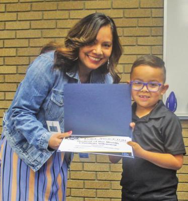 Christian Villarreal was named Apache Student of the Month at the board’s meeting on March 28. Villarreal was presented the award by Apache Principal Karina Pacheco.