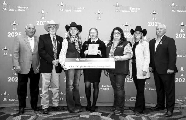 Madison Hanson placed 15th in the Houston Livestock Show and Rodeo 4-H &amp; FFA Agricultural Public Speaking Contest.