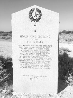 A Deep History — Pictured, the Horsehead Crossing marker, erected in 1936. Courtesy Photo