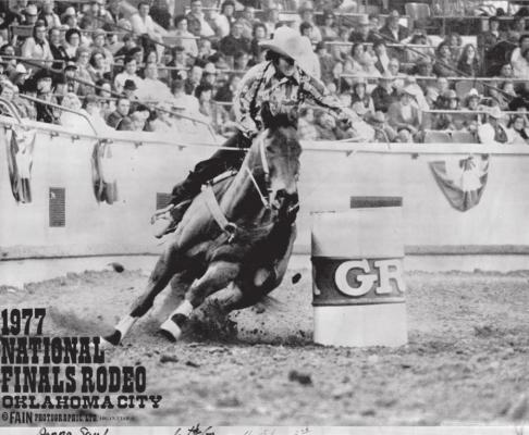 Donna Saul competes in the NFR on her horse Skeeter in 1977. Contributed Photo