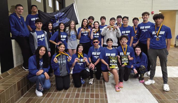 The Blue Wave swim team had an impressive outing at the Seminole Christmas Invitational on Saturday, December 14 and will return to competition on January 3 and 4 in Andrews, Texas, for their final meet before the District Swim Meet on January 18. Courtesy Photo