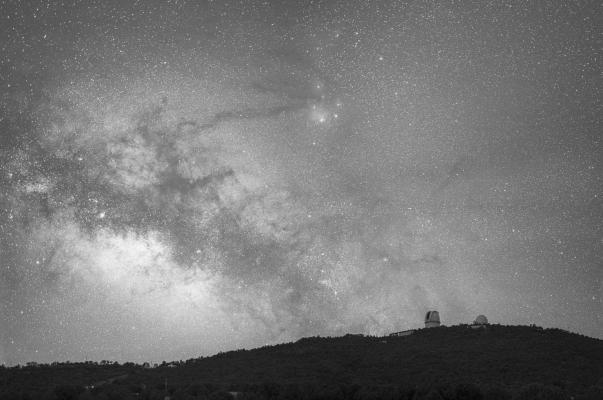 Photo of Mt Locke and the Milky Way. Photo courtesy of McDonald Observatory