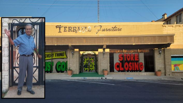 The late, Pete Terrazas and the front of his store, Terrazas Furniture located Downtown Main Street in Fort Stockton. Courtesy Photo: Terrazas Family