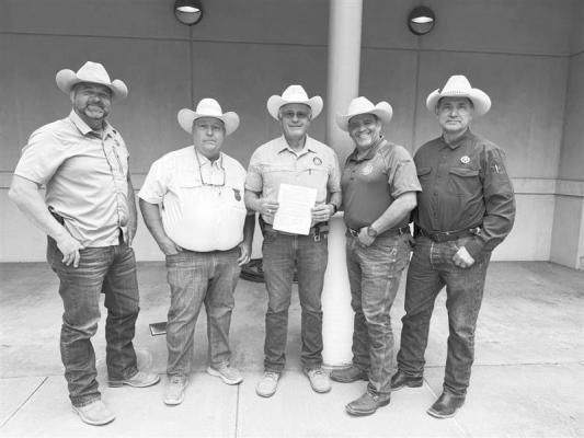Pictured are the borderland county Sheriffs, Arvin West (Hudspeth), Oscar Carrillo (Culberson), Danny Dominguez (Presidio), Ronny Dodson (Brewster), and Thaddeus Cleveland (Terrell). Courtesy Photo