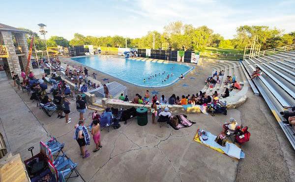 The prop crew has been hard at work, building the backdrop wall and setting up lights and sound. The opening night of the 88th annual Water Carnival is tonight. Courtesy Photo
