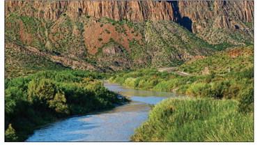 A portion of the Rio Grande along Hwy 170, noted by National Geographic as one of the top 10 scenic drives in America, is imminently threatened to be cut off by border wall plans from the Trump administration. Photo by Kara Gerbert