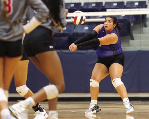 Senior libero Aryanna Gonzalez gets a dig last week against Lubbock Monterey. Shawn Yorks/file photo