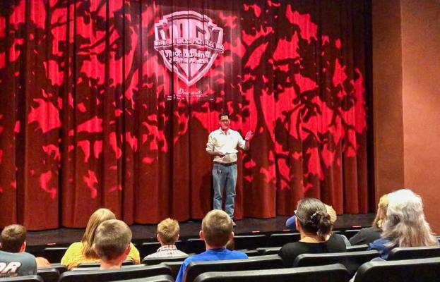 Ross Harper shared a word of appreciation to all involved in supporting and helping the moviegoing experience become a reality once again in downtown Fort Stockton. Photo by Jeremy Gonzalez