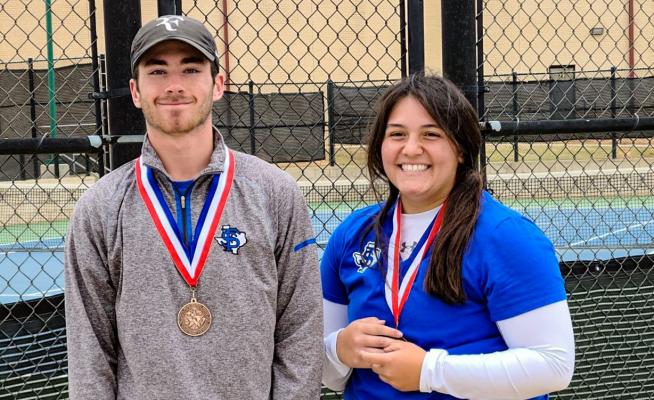 Fort Stockton’s Colton King, left, and Melissa Villarreal, right, each placed third at the district tennis tournament in Seminole. The duo will advance to regionals as alternates with the placement.