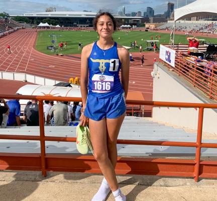 Buena Vista freshman Gaby Sanchez is pictured at the state track meet at Mike A. Myers Track & Soccer Stadium in Austin on April 14.