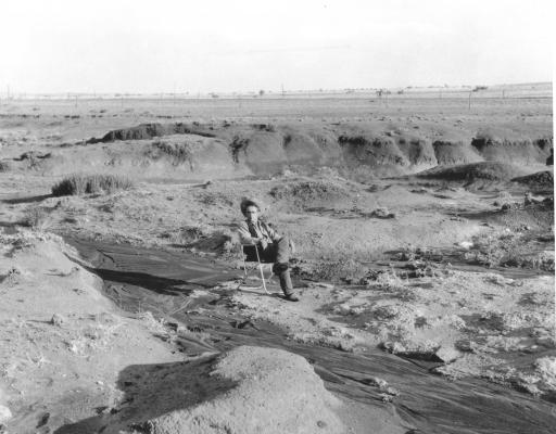 James Dean Sits in a lawn chair on the Evans Ranch outside Marfa during the filming of “Giant” in 1955. Courtesy Photo
