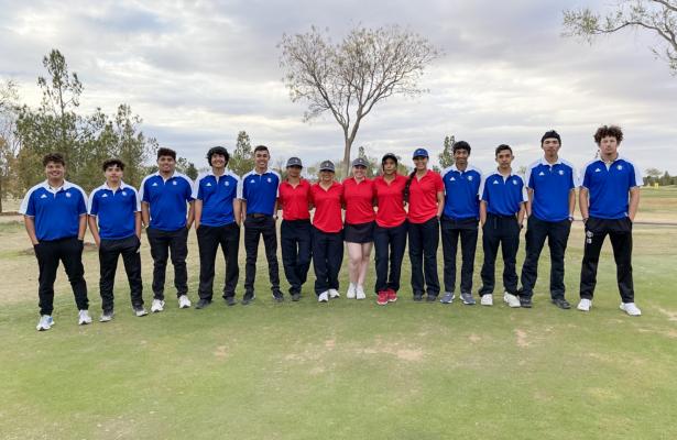 The Fort Stockton golf team competed at the district meet in Lubbock on April 31. From left to right: Elias Tercero, Ejay Ortiz, Dominic Aguilar, Elias Sanchez, Andrew Rangel, Savannah Carrillo, Ariana Ureste, Gabriela Galindo, Adriana Aguilar, Kathryn Mendoza, Anthony Gomez, Caleb Gonzales, Istevan Pacheco, and Ayden Fox.