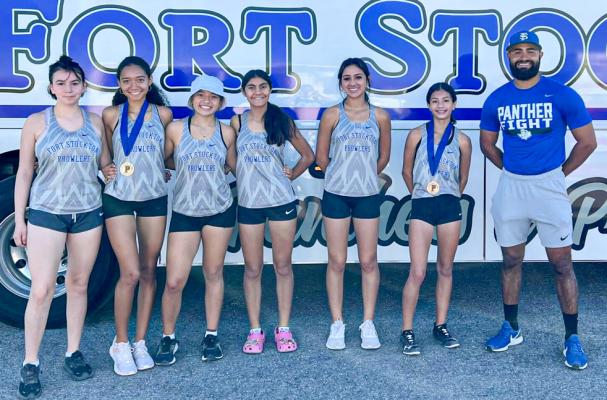 The Prowlers had two top-five finishers at Saturday’s race in Presidio at the Bo Coffman Trail Run. Ali Jackson, second from left, took first, while Summer Hinojos, right, placed fourth. Courtesy Photo