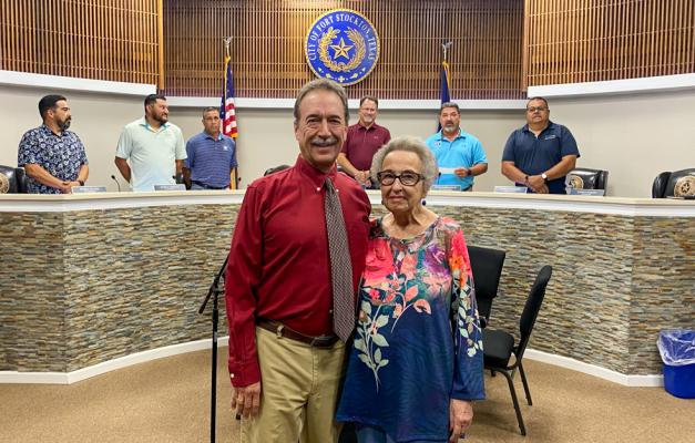 Darren Hodges and his mother Vida Hodges were recognized at Monday’s city council meeting for their $1 million donation for the additions and renovations of the Fort Stockton Convention Center patio. The first donation of $500,000 was officially given to the city at the meeting. The Fort Stockton City Council proceeded to approve the naming of the patio as the “Hodges Pavilion.” City council then approved the solicitation of request for proposals for the construction of two restrooms (patio and main hall) a