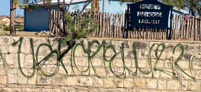 Graffiti was discovered at numerous locations this weekend including the brick wall adjacent to the Comanche Springs Swimming Pool. FSPD reports they are tightening the belt on this issue and have identified a primary subject. Courtesy Photo