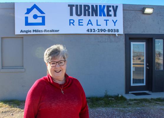 Angie Miles is pictured outside her newly renovated office, located at 804 N. Main St. in Fort Stockton, she took ownership of in November of 2021. Miles will hold a grand opening for her business on Jan. 27 starting at 4 p.m. Photo by Nathan Heuer