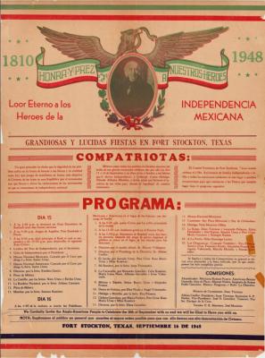 Pictured is a copy of the original itinerary of the event that honored local Mexican History and Mexican Independence Day in 1948. 