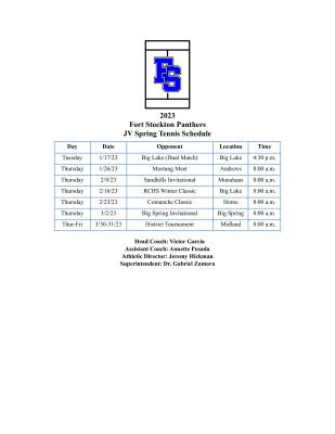 JV Tennis Schedule