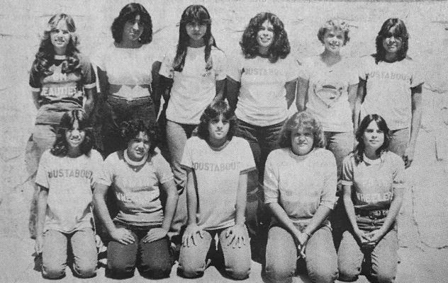 ALL STAR GIRLS – Members of the Fort Stockton All-Star team that played in the United Girls Softball Association tournament in Abilene were, front row left to right: Becky Natividad, Rachel Morales, Crissy Natividad, Kelley Majors, and Karen Moore. On the back row, left to right are Loretta Garrison, Elva Lujan, Anabelle Garcia, Veronica Granado, Diana Mackey and Patricia Gonzales.