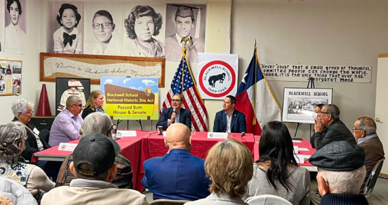Congressman Tony Gonzales visited the Blackwell School in Marfa on Tuesday and spoke with many members of the community. Courtesy Photo