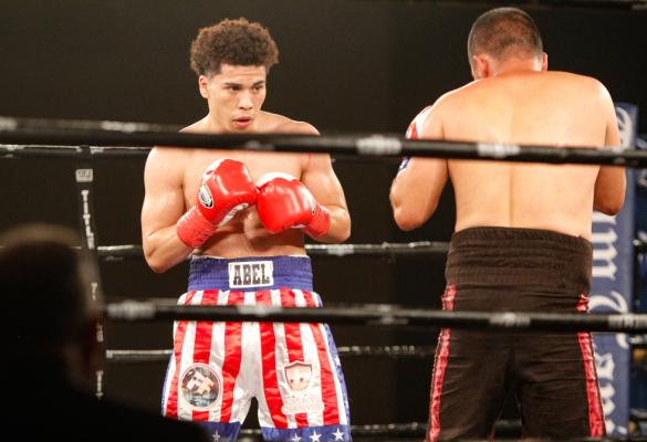 Abel Mendoza squares up with Israel Rojas during their bout at the Warriorz on the Rez boxing event at the Inn of the Mountain Gods Resort & Casino in Mescalero, New Mexico on July 31, 2021. Mendoza will make his first appearance since that fight on Nov. 20 at Inn of the Mountain Gods once again.