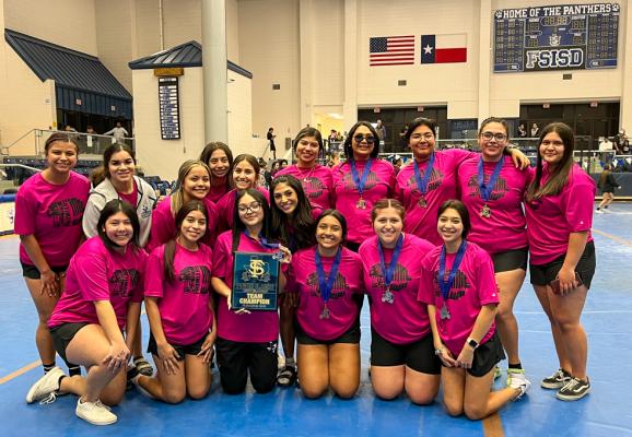 The Fort Stockton Prowlers powerlifting team poses with their championship plaque from Saturday’s home meet at the Special Events Center. Courtesy Photo