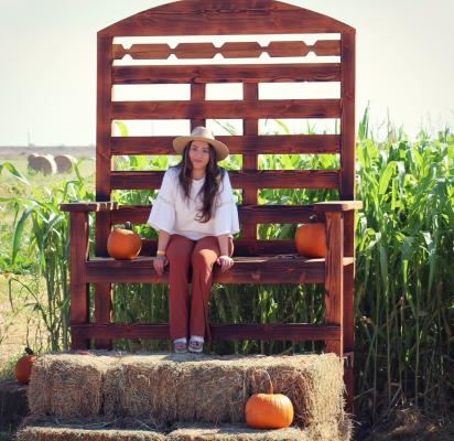 The Mandujano Brothers Produce pumpkin patch had a great opening weekend in Coyanosa. This year they’ve introduced two giant chairs for great photo ops and a house made of pumpkins — and that’s just for starters. Photo by Jeremy Gonzalez