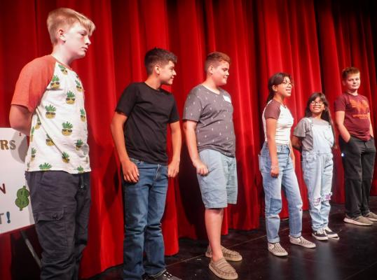 L-R Jeremiah Shuttleworth, Daniel Perez, Eli Schoenfeldt, Zeyda and Yereyda Ureste, and Cody Schoenfeldt